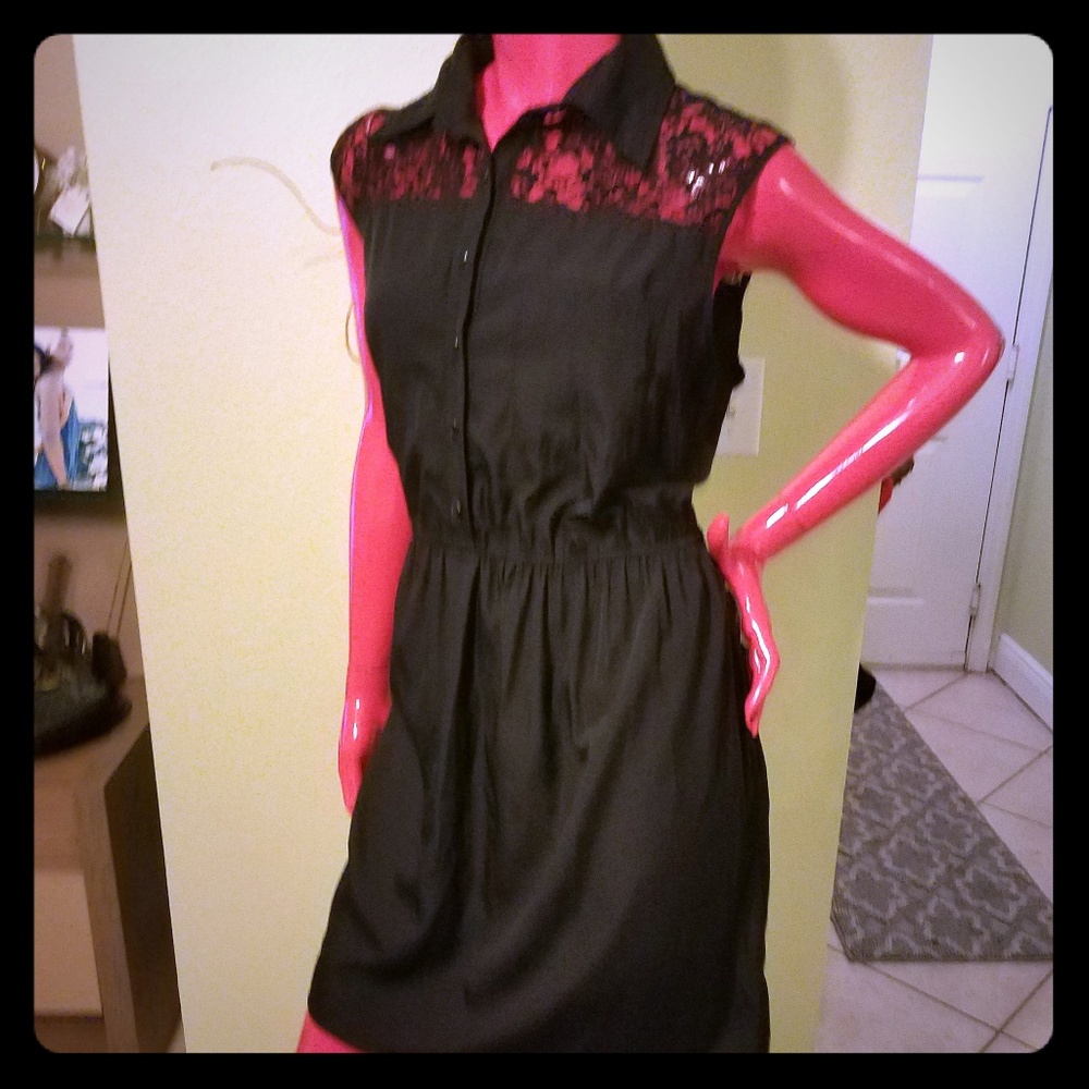 Black collared dress